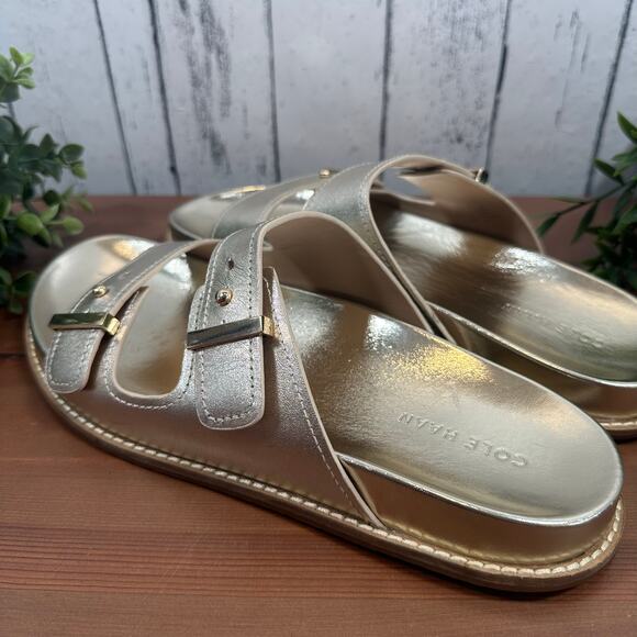 Cole Haan Women's Marisol Footbed Sandals Soft Gold Leather Size 9 - Picture 4 of 9